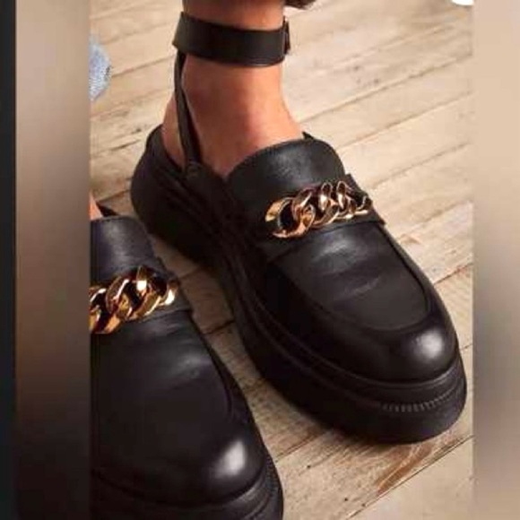 Free People Mila Chain Black Loafers - Picture 2 of 9